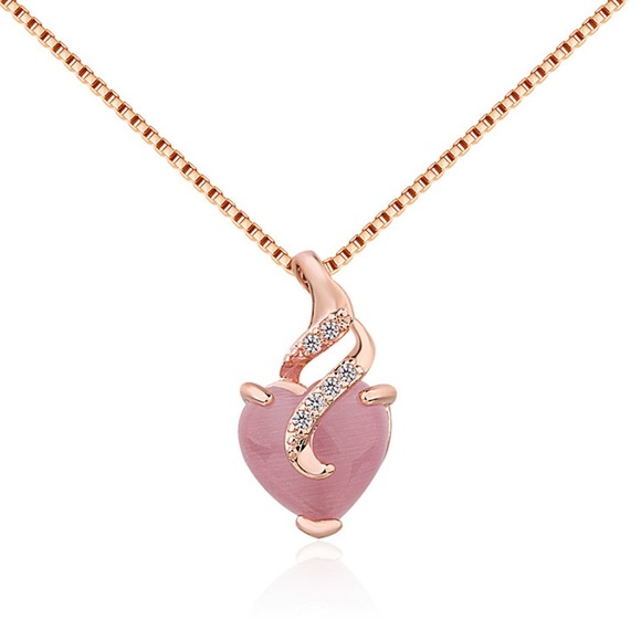 Heart Pendant Rose Quartz Necklace - Picture 4 of 6